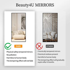 59"x16" Tall Full Length Mirror with Stand, Black Wall Mounting Full Body Mirror 07FC0E-D4 - KOEEK