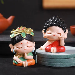 Creative Cute Monk White Tara Resin Car Ornament Home Decor Figurine 07FC0E-D4 - KOEEK