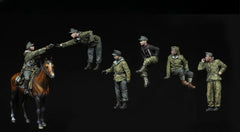 1/35 Resin Model Kit Tank Crew & Rider 6 Figure with Horse Unassembled Unpainted 07FC0E-D4 - KOEEK