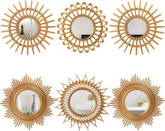 6 Pcs Decorative Mirrors - Small Circle Sun Mirrors for Wall Art - Entryway 07FC0E-D4 - KOEEK