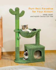 40” cat tower with large metal carpeted hammock, indoor scratching post for cats 07FC0E-D4 - KOEEK