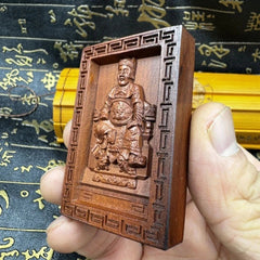 Jujube Wood Taoist Guangze Zunwang Pendant Tag Carving Amulet Charm 07FC0E-D4 - KOEEK