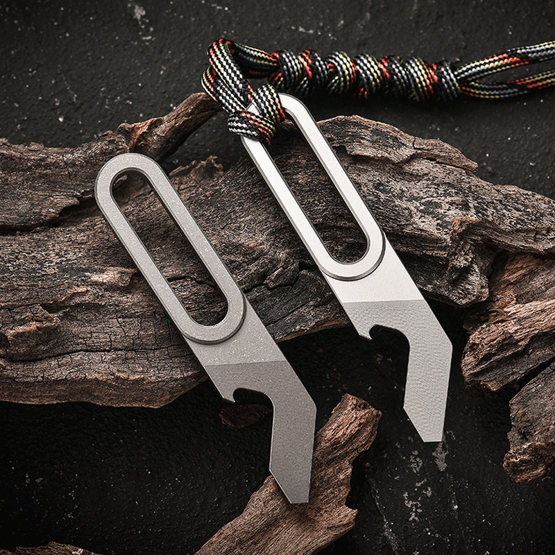 EDC Titanium Keychain Pry Bar Crowbar Pocket Opener Wrench Outdoor Multi Tools 07FC0E-D4 - KOEEK
