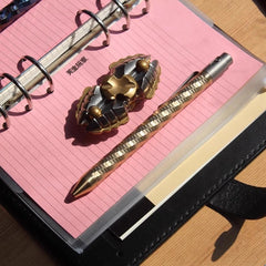 Brass+Titanium Pen Writing Signature Ballpoint Pen Portable EDC Stationery Gift 07FC0E-D4 - KOEEK