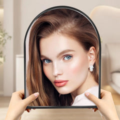 10x13 inch Black Small Arched Wall Mirror Space-Saving Design Bathroom Vanity