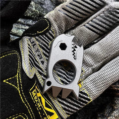 Titanium Alloy Pocket Tool Shark Shape Bottle Opener Hexagon Wrench Keychain EDC 07FC0E-D4 - KOEEK