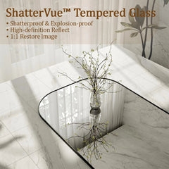 56"x21" Mirror Full Length with Stand, Black Top Square-Edged Floor Mirror 07FC0E-D4 - KOEEK