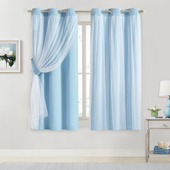 Bujaso sky blue 80% light-blocking curtains, size 37×63 07FC0E-D4 - KOEEK