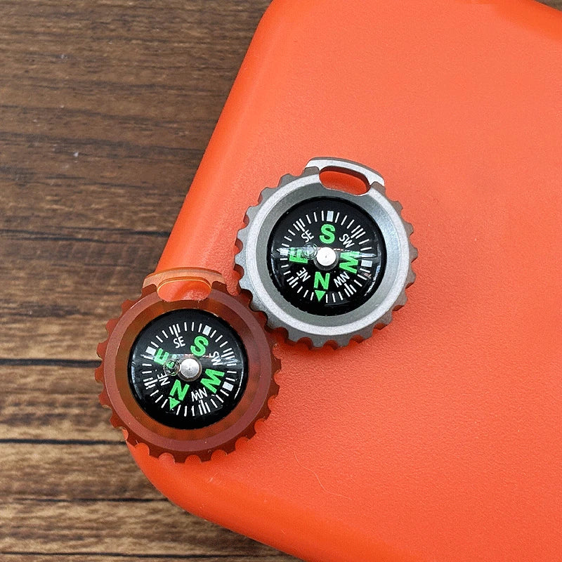 PEI Titanium Pocket Compass for Outdoor Camping Travel EDC Necklace Pendant DIY 07FC0E-D4 - KOEEK