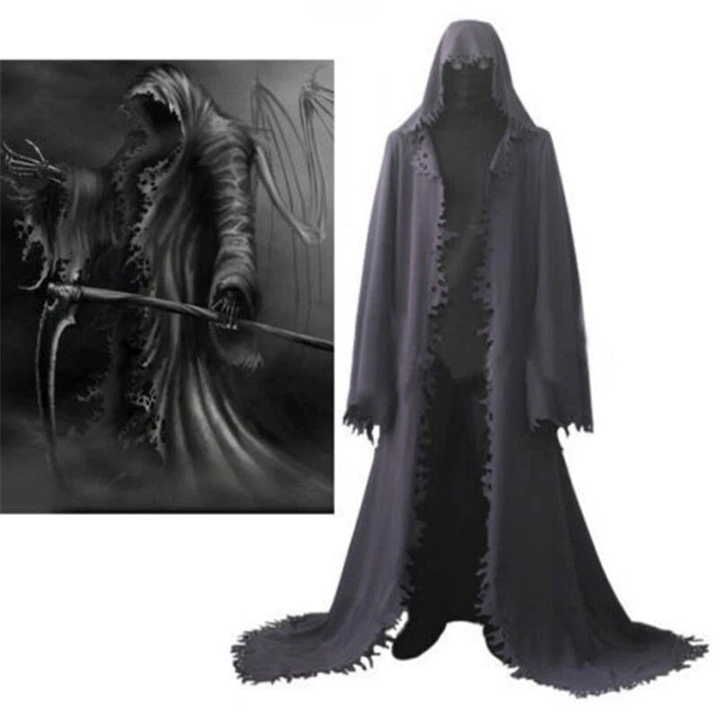 Grim Reaper Cosplay Costume Cloak Full Set Mask Custom Made Unisex Halloween 07FC0E-D4 - KOEEK