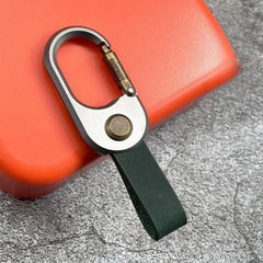 Titanium Brass Leather Keychain Durable Car Key Holder Carabiner Clip 07FC0E-D4 - KOEEK