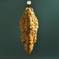 10cm Boxwood Handmade Carve Handicraft Ritual Implement Pendant Chinese Retro 07FC0E-D4 - KOEEK
