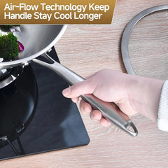 13''Stainless Steel Wok Pan with Lid, Stir-Frying Pan,Induction Cooking Pan 07FC0E-D4 - KOEEK