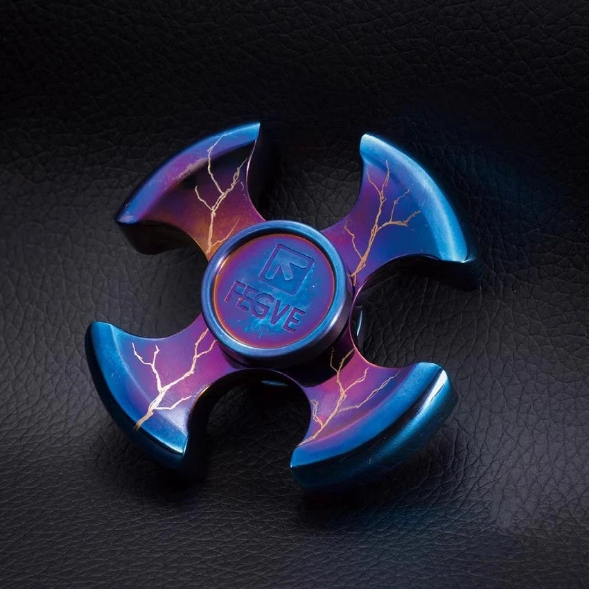 FEGVE Baked blue Aerolite Titanium EDC Four-Hand quadrangle Fidget Spinner Toy 07FC0E-D4 - KOEEK