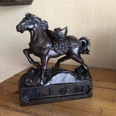 13x5x15cm Vietnamese Agarwood Carved Horse Figurine Feng Shui Wealth Sculpture 07FC0E-D4 - KOEEK