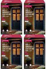 4x Premier 440 LED SupaBrights Christmas Door Garland Lights Clear Cable WHITE PREMIER - KOEEK