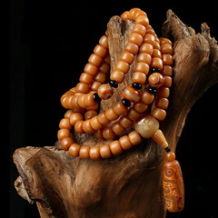 Bodhi Root Bracelet 108 High-throw Wenwan Buddha Beads Rosary Beads Nine-eye Dzi 07FC0E-D4 - KOEEK