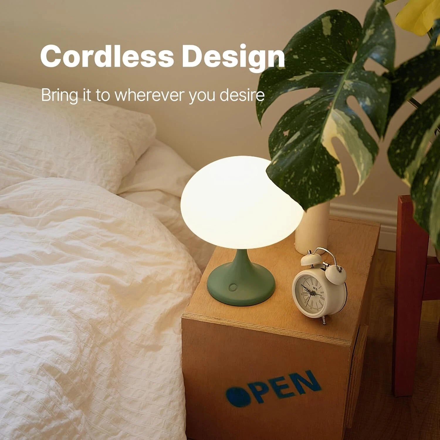 Mushroom Lamp, 5 Watt LED Cordless Rechargeable Table Lamp, Green 07FC0E-D4 - KOEEK