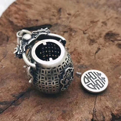 Double Happiness Lucky Ghau Box Pendant Openable Amulet Necklace Vintage Chinese 07FC0E-D4 - KOEEK