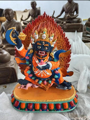 12CM Copper Statue Painted Two Arms Mahakala Protector Buddha 07FC0E-D4 - KOEEK
