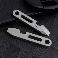 1PC Outdoor Mini Titanium Alloy Keychain Pry Bar Crowbar Opener EDC Multi Tools 07FC0E-D4 - KOEEK
