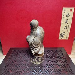 White Kyara Agarwood Shou Xing Figurine 11.5cm Wood Carving Home Decor Gift 07FC0E-D4 - KOEEK