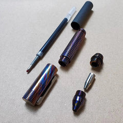 Titanium Damascus+Carbon Fiber Ball Point Pen Ballpoint Broken Window Tool Pen 07FC0E-D4 - KOEEK