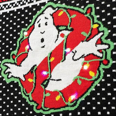 Unisex Ghostbusters Marshmellow Man Xmas Trees Light Up Ugly Christmas Sweater 07FC0E-D4 - KOEEK