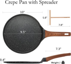 9.5 Inch Crepe Pan with Spreader,Nonstick Ceramic Flat Skillet Dosa Tawa Comales 07FC0E-D4 - KOEEK