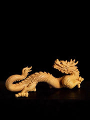 10cm Boxwood Zodiac Dragon Wood Carving Chinese Style Desk Decor 07FC0E-D4 - KOEEK