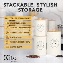 Jar Set for Kitchen Countertop Storage, Food Storage Containers Cream Color 07FC0E-D4 - KOEEK