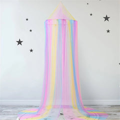 Mosquito Net Bed Canopy for Girls,Rainbow Canopy Bed Curtains Full Queen Size 07FC0E-D4 - KOEEK
