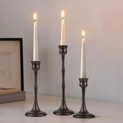 Metal Candlestick Holders, Set of 3 Bronze Candle Holders for Candlesticks 07FC0E-D4 - KOEEK