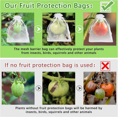 200 Pcs Fruit Protection Bags with Drawstring - White, 6 x 8 Inch 07FC0E-D4 - KOEEK