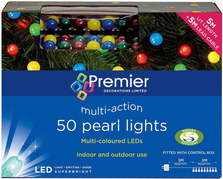 50 Christmas LED Multi-Action Pearl Berry Lights, Multicolour - PREMIER PREMIER - KOEEK