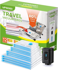 Set of 12 travel vacuum storage bags with portable electric pump