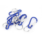 7pcs Blue Metal Carabiner Camping Hike Clip Hook Key Chain Fob Keyring Keychain 07FC0E-D4 - KOEEK