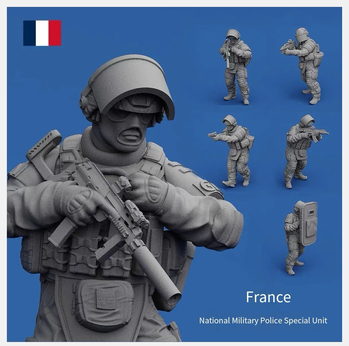 5x 1/72 French GIGN Resin Figure Model Kit 3D Printed GK Unpainted White Diorama 07FC0E-D4 - KOEEK