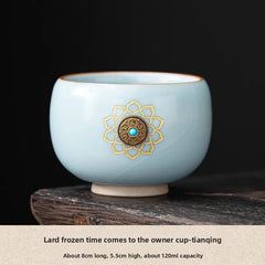 120ml Ceramic Ru Kiln Tea Drinking Cup Crackle Glaze Master Cup Kung Fu Tea Set 07FC0E-D4 - KOEEK