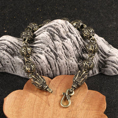 Six Word Mantra Bead Zodiac Dragon Bracelet Buddha Charm Aged Brass Jewelry 07FC0E-D4 - KOEEK