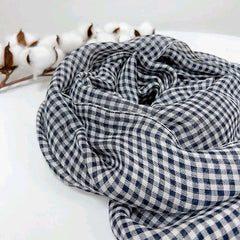 Mens Cotton Made Thin Scarves Black Plaid Soft Bandana Unisex Scarf Stole 07FC0E-D4 - KOEEK