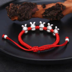 Pure S925 Sterling Silver Bracelet luck Carved Five Rabbits Bracelet AAA 07FC0E-D4 - KOEEK