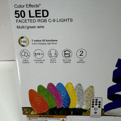 50 GE Color Effects Diamond Faceted RGB C9 LED Lights w/Remote Holiday Christmas GE - KOEEK