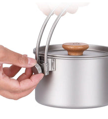 Portable Titanium Camping Pot Hanging Pot Detachable Handle Camping Cookware 07FC0E-D4 - KOEEK