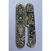 1 Pair Custom Made Pure Brass Handle Scales for 91 mm Victorinox Swiss Army 07FC0E-D4 - KOEEK