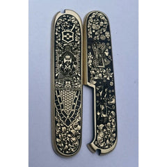 1 Pair Custom Made Pure Brass Handle Scales for 91 mm Victorinox Swiss Army 07FC0E-D4 - KOEEK