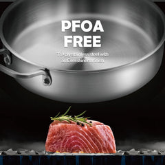 Sauté Pan,5-Quart Sauté Pan,Stainless Steel Pan,12-Inch Stainless Steel with Lid 07FC0E-D4 - KOEEK
