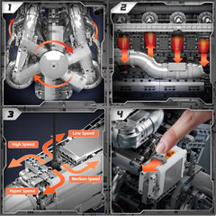 new Mould King 10168 V8 Engine Turbo Motor Model Building Block Adult Boy Gift Toy MOULD KING - KOEEK