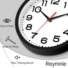 Wall Clock 12''Silent Non-Ticking Modern Clock Battery Operated Classic Simple 07FC0E-D4 - KOEEK