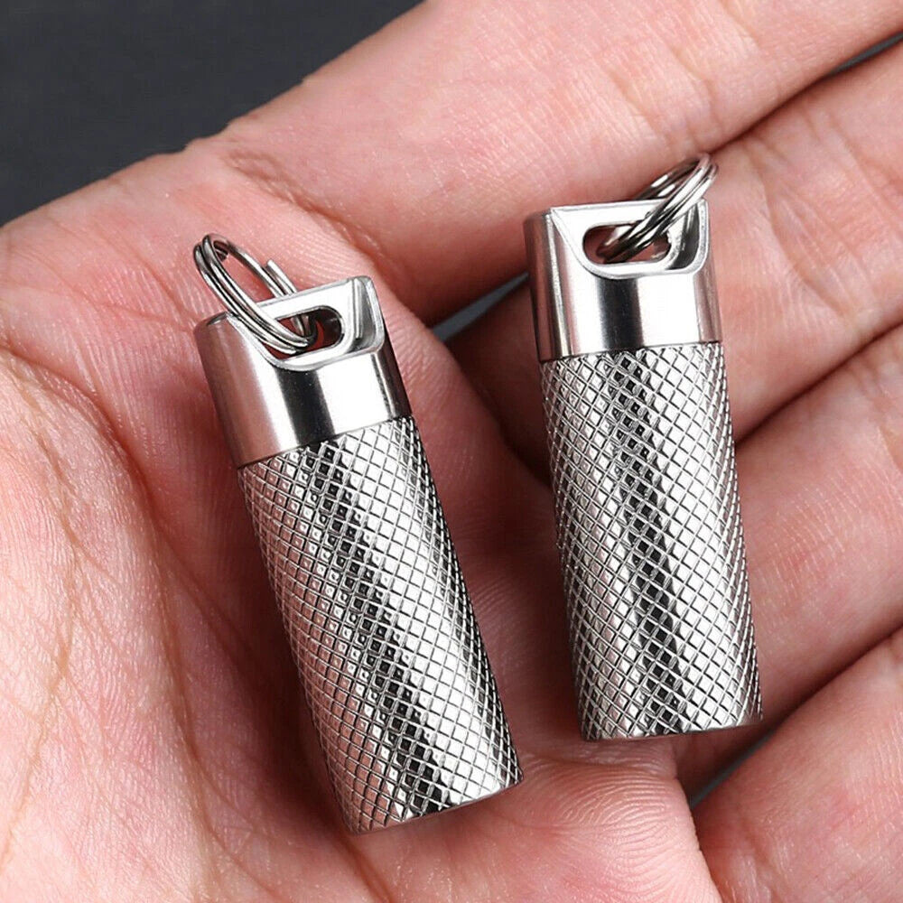 Titanium Waterproof Pill Box Mini Case Bottle Storage Keychain Outdoor EDC Tool 07FC0E-D4 - KOEEK